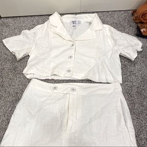 White top and shorts set.